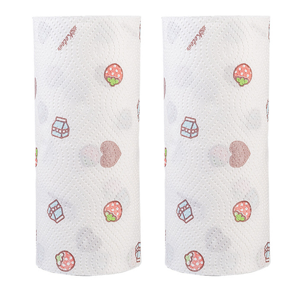 KAKOWELY Absorb Water Paper Towel 2 Rolls Oil Absorption Paper Napkins Absorb Water Paper Towel Disposable Kitchen Roll Paper for Home Daily Use (Random Style)