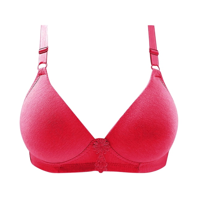 IROINID Reduced Push Up Bra for Women Solid Color Comfortable Hollow Out Push Up Bra Underwear No Rims,Red