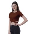thumbnail image 3 of Moomaya Haut pour Femmes à Ourlet Croisé, Manches Courtes, Col Rond, T-Shirt, Blouse, Hauts, 3 of 6