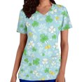 thumbnail image 2 of Mceream Nurse St Patricks Day Shirt for Womens Breathable Plus Size Nurse Working Uniform Shamrocks Print Scrub Tops V Neck Short Sleeve Fun Nursing Uniforms Light Blue XXXL, 2 of 6