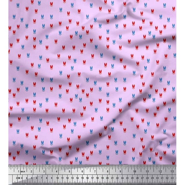 Soimoi Poly Georgette Fabric Artistic Leaves Printed Fabric 1 Yard 42 Inch Wide