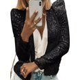 thumbnail image 3 of Kmbangi Women Sequined Jacket, Long Sleeve Open Front Fall Ladies Cardigan for Club Party, 3 of 9