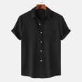 thumbnail image 2 of Lolmot Chemise Décontractée pour Homme Unie à Col Rabattu à Manches Courtes avec Fermeture à Boutons Blouse Hawaïenne, 2 of 9