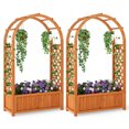 thumbnail image 1 of Costway 2 PCS Raised Garden Bed Wooden Elevated Planter Box with Lattice Trellis & Ached Roof, 1 of 10
