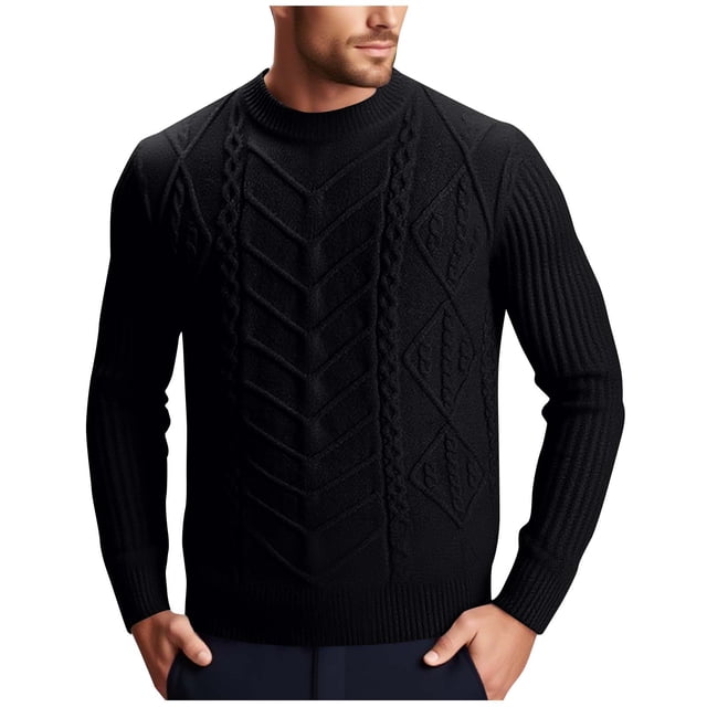 EYWGYA Chemises en Flanelle pour Hommes Automne/hiver, Chemises à Manches Longues pour Hommes, Chandail Décontracté Mode pour Hommes à Col Rond Extensible, Couche de Base en Tricot à Manches Longues