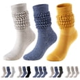 thumbnail image 4 of Beige 3 Pc Womens Scrunch Ankle Socks Soft Stretchy Socks Multi-Way Wear For Yoga Exercise 7.28 Inch Foot Length 15.75 Inch Tube Length Free Size, 4 of 4