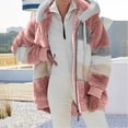 thumbnail image 2 of FAIWAD Women's Full Zip Fuzzy Fleece Hooded Coat Color Block Drawstring Fall Winter Warm Coat with Pockets, 2 of 6