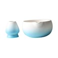thumbnail image 3 of jifeng Ceramic Matcha Bowl with Whisk Holder Portable for Tabletop Tea Room Kitchen Gradient blue, 3 of 9