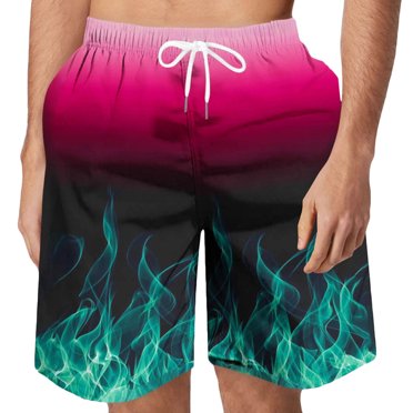 WAENQINLA Swim Trunks for Men Summer Quick Dry Drawstring Elastic Waist Board Shorts Hawaiian Trendy 3D Flame Gradient Print Beach Shorts,S-6XL