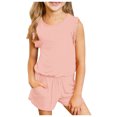thumbnail image 3 of Hiiyo Big Girls Outfits Solid Tank Top and Shorts Set Child Casual Clothes Set, 3 of 3