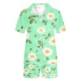 thumbnail image 3 of Jamicy Pyjama Super Doux pour Femmes Mode Décontractée Imprimé Manches Courtes Col à Revers avec Shorts Ensemble de Pyjama Confortable pour la Maison, 3 of 4