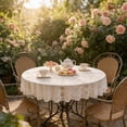 thumbnail image 3 of White Round Tablecloth Polyester Sheer Lace Embroidered with Hollowed-out Non-slip Design for Dining Tables 185 cm, 3 of 6