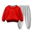 thumbnail image 2 of Pisexur Ensemble 2 Pcs pour Bébé Filles Garçons Automne Hiver Mode Décontractée Polaire Couleur Unie Manches Longues Col Rond Chandails en Molleton et Pantalons Vêtements de Détente Ensemble de Survêtement pour Enfants 3-8 Ans, 2 of 4