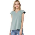 thumbnail image 1 of INSPIRE CHIC Blouse Haut pour Femme à Col en V, de Travail Décontracté, à Manches Courtes, 1 of 6