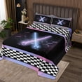 thumbnail image 2 of Erosebridal Teens Sports Bedspread Sets Queen Size, Lightsaber Bed Quilt, Racing Checkered Decor 3pcs, 2 of 5