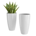 thumbnail image 1 of QCQHDU 21 inch Tall Planters for Outdoor Plants Set of 2,Outdoor Planters for Front Porch,Large Pots for Plants Outdoor Indoor,White Planters Flower Pots, 1 of 5