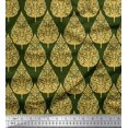 thumbnail image 1 of Soimoi Moss Georgette Fabric Floral & Flying Swan Block Printed Fabric 1 Yard 42 Inch Wide, 1 of 3