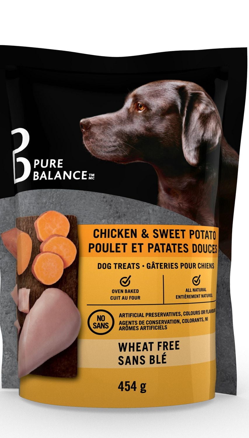 Chicken & Sweet Potato Dog Treats. All Natural, Wheat Free, Oven-Baked Dog Treats. No Artificial Preservatives, Colours Or Flavours