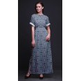 thumbnail image 3 of Bimba Robe Longue Maxi en Rayonne à Imprimé Géométrique Quart de Feuille pour Femmes avec Fente Latérale - Xxx-Grand, 3 of 6