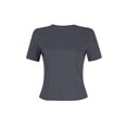 thumbnail image 3 of Wangsaura Womens Crewneck Short Sleeve Ribbed T-Shirt Slim Fit Tops Solid Basic Tee, 3 of 7
