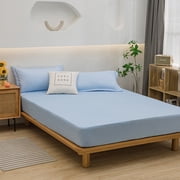 Chmadoxn Bedspread & Coverlet Sets Solid Color Washed Fitted Sheet Piece Mattress Pad Ash Proof Protective Cover Bed Sheet Cover Fitted Sheet