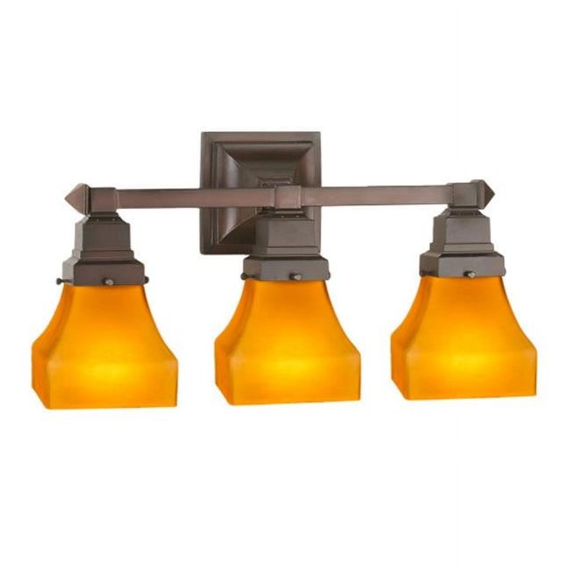 Medya 50362 20 in. Bungalow Frosted Amber 3 Light Vanity Light