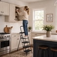 thumbnail image 2 of PhiloDeco 4 Step Ladder, Folding Step Stool with Tool Platform, 450lbs with Auto-Lock, Ultra-Thin Portable, Iron ladders, Rustproof & Multi-Purpose for Home Outdoor Garage, 2 of 9