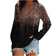 thumbnail image 2 of Mikilon Femmes Manches Longues Chemises Décontractées Pull-Over Manches Longues Imprimé V-Neck Chemisier, 2 of 6