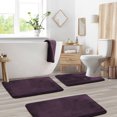 thumbnail image 1 of Set of 3 Clara Clark Bath Mat Bathroom Rug - Absorbent Memory Foam Bath Rugs - Non-Slip, Thick, Cozy Velvet Feel Microfiber Bathrug - Purple - Large 20"x32" - Small 17"x24" - Contour 24"x20", 1 of 6