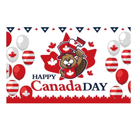 Décorations de la Fête du Canada Joyeux Anniversaire Bannière de la Fête du Canada Arrière-Plan Castor Feuille d'Érable Drapeau Canadien Arrière-Plan Décorations pour le 1er Juillet Célébration de la Fête Nationale du Canada