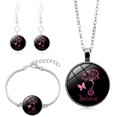 thumbnail image 1 of WIFKLSIIPG Flying Angel Wing Ribbon Necklace Bracelet Earrings Set for Women Rose Flower Cancer Awareness Jewelry, 1 of 3