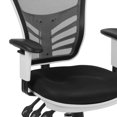 thumbnail image 3 of Mid-Back Black Mesh Multifunction Executive Swivel Ergonomic Office Chair with Adjustable Arms and White Frame, 3 of 9