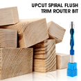 thumbnail image 2 of Upcut Spiral Flush Trim Router Bit 1/4 Inch Shank Carbide Flush Trim Router Bit with Double Bearing Woodworking Milling Cutter with Nano Blue Coating for Plywood Hardwood, 2 of 8
