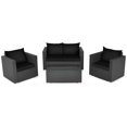 thumbnail image 2 of Costway Ensemble de Meubles de Patio en Rotin 4 Pcs avec Canapé, Chaise, Table Basse Noir, 2 of 9
