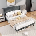 thumbnail image 4 of Costway Queen Size Bed Frame Linen Upholstered Mattress Foundation with Wooden Slats, 4 of 10
