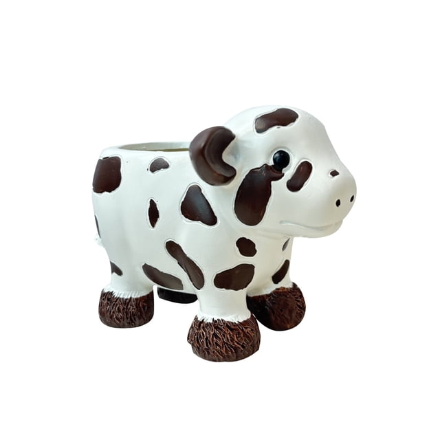 TIELUTT Mignon Vache Animal Résine en Forme de Vache Petite Succulente Convient pour Mini et Cactus Assortiment avec Plateaux Viande en Pot Succulentes en Pot Petit Grand Vase de Sol Support de Pot de Fleurs Moderne