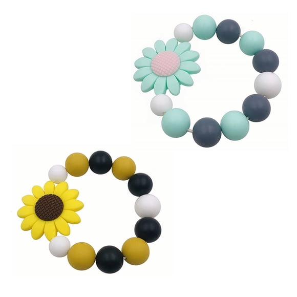 Hearth & Gear Sensory Chewing Bracelet Teething Beads Bracelet For Boys And Girls Silicone Teether Ring Sunflower Chewing Toy For Toddlers And Anxiety in Dogs Moving Dog for Large Dogs Puppy Animal