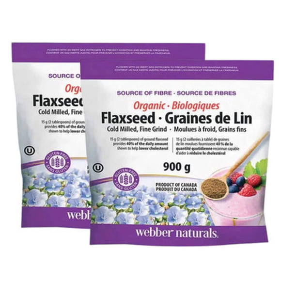 Webber Naturals Organic Ground Flaxseed, 900 g, 2-Pack | Nutrient-Rich Flaxseed for a Healthy Diet