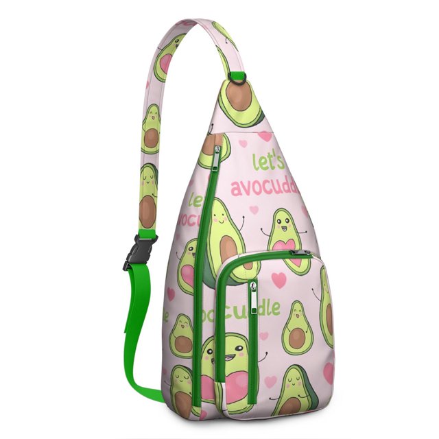 Green Avocado Sling Backpack - Healthy Fruit Art Print, Fashionable Multi-Functional Travel Bag