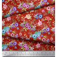 thumbnail image 3 of Soimoi Silk Fabric Leaves, & Rose Floral Print Fabric by Yard 42 Inch Wide, 3 of 3