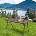 thumbnail image 1 of Costway Table Pliante de 6 Pieds en Rotin Portable Intérieur Extérieur Pique-Nique Fête Salle à Manger Camping, 1 of 9