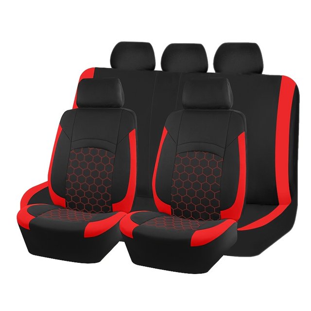Estbridge Universal Fit Car Seat Covers Set - 9pcs Airbag Compatible All-Season Polyester Covers with Sponge Filling Machine Washable - For Men & Women - Suitable for All Vehicles - Pe