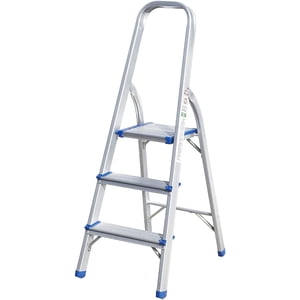 Stanz (TM) 3 Step Aluminum Frame Stool with Hand Grip, Three Steps Ladder 300 Pound Capacity