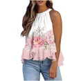 thumbnail image 1 of Weiqiqre Summer Tops for Women 2025 Adjustable Tie Neckline Ruffle Hem Sleeveless Flowy Halter Tops, 1 of 6