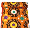 thumbnail image 1 of ColorFull House Indian Kantha Quilt, Orange Floral Pattern, Traditional Indian Textile Size ( King 108" x 108" ), 1 of 5