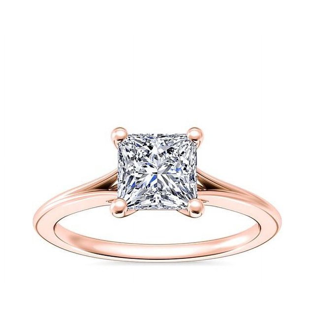 1.00 Carat Excellent Princess Cut Natural Diamond Solitaire Beautiful Ring for Anniversary Solid 18K Rose Gold Size 4.5