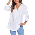 thumbnail image 4 of Innerwin Tops 3/4 Sleeve Women Blouse Work Solid Color Elegant Shirts White XL, 4 of 7