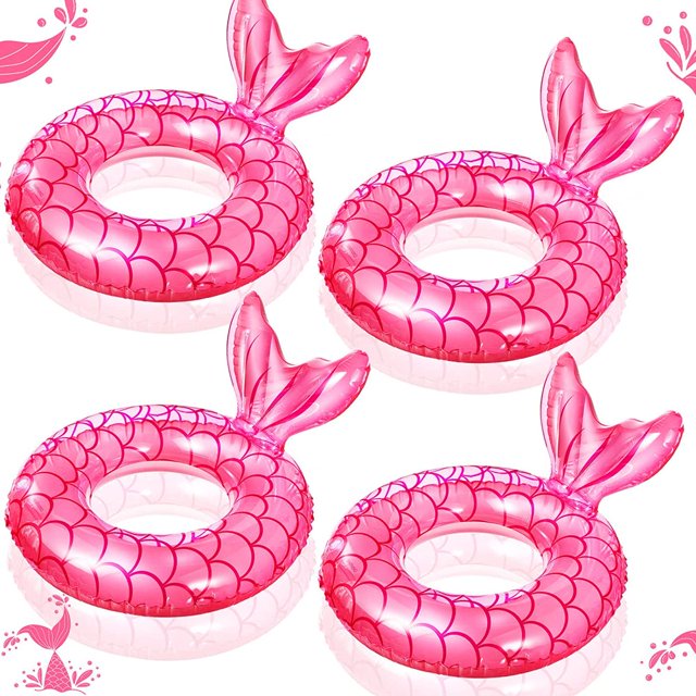 Inflatable Mermaid Pool Float Ring Pool Float Swimming Tubes Mermaid Tail Pool Inner Tubes Beach Water Mermaid Float for Pool Kids Beach Water Party