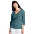 thumbnail image 1 of Hanes T-Shirt en Coton à Manches Longues Col en V pour Femmes, G, Cactus, 1 of 1