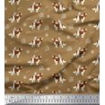 thumbnail image 1 of Soimoi Brown Rayon Crepe Fabric Bird,Paw & Cocker Spaniel Dog Print Fabric by the Yard 46 Inch Wide, 1 of 3